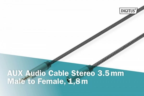 Digitus Kabel przedłużający audio MiniJack Stereo Typ 3.5mm/3.5mm M/Ż nylon 1,8m