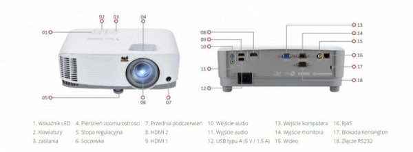 ViewSonic Projektor PG707W DLP WXGA/4000lm/HDMI/USB