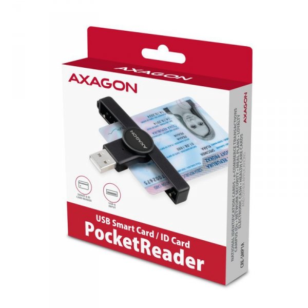 AXAGON CRE-SMP1A Czytnik kart identyfikacyjnych PocketReader USB-A