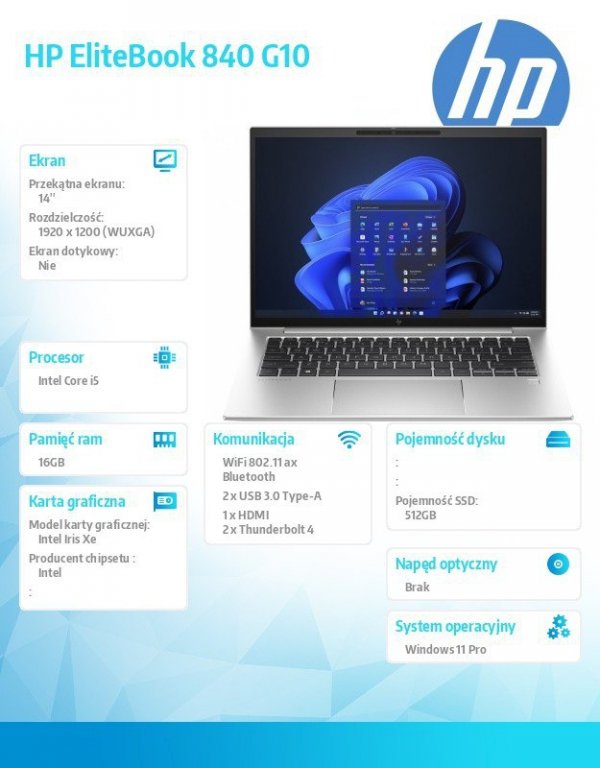 HP Inc. Notebook EliteBook 840 G10 i5-1335U 512GB/16GB/14.0       81A26EA