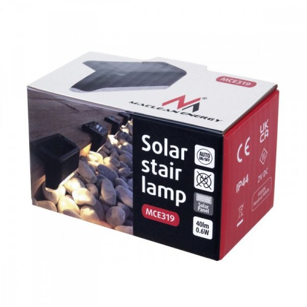 Maclean Lampa solarna schodowa tarasowa MCE319 LED IP44 4000K czujnik zmierzchu