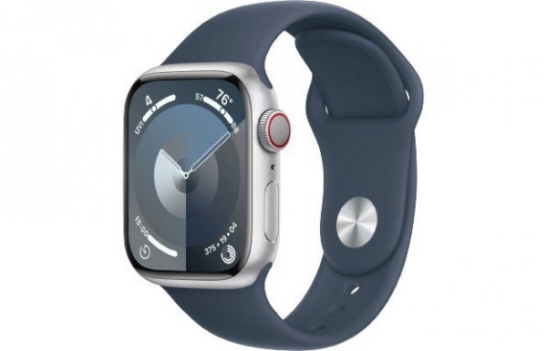 Apple Watch Series 9 GPS + Cellular, 41mm Koperta z aluminium w kolorze srebrnym z paskiem sportowy w kolorze sztormowego błękit