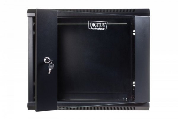 Digitus Szafa sieciowa wisząca 19 cali 9U rack 600x600, drzwi szyba, niedzielona, niezłożona, Czarna