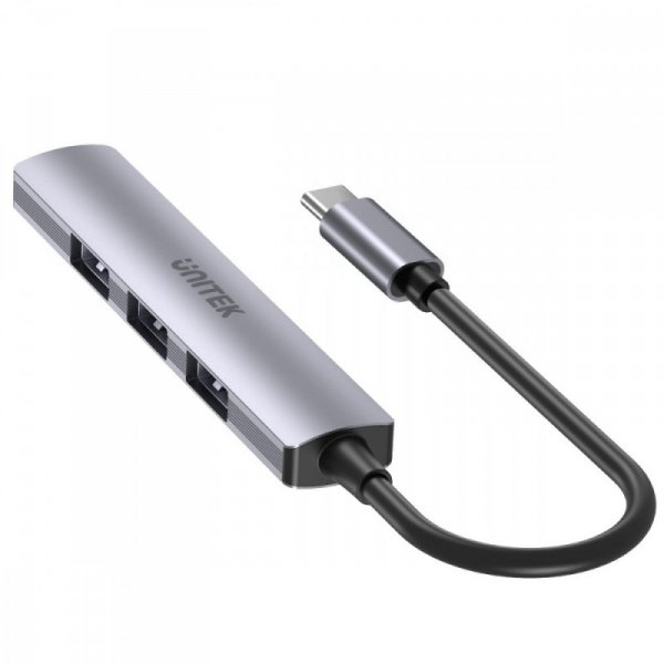 Unitek HUB USB-C; 3x USB-A 2.0 1x USB-A 5 Gbps Aluminiowy