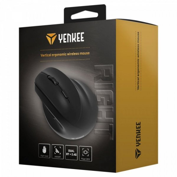 YENKEE Mysz bezprzewodowa ergonomiczna praworęczna,akumulator Dual WL+BT