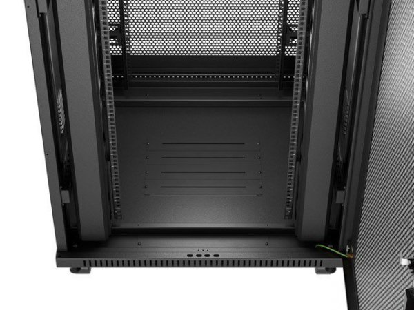 Lanberg Szafa instalacyjna rack stojąca 19 cali 47U 800x800 drzwi perforowane LCD czarna (Flat pack)