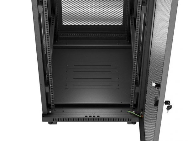 Lanberg Szafa instalacyjna rack stojąca 19 cali 32U 600x800 drzwi perforowane LCD czarna (Flat pack)