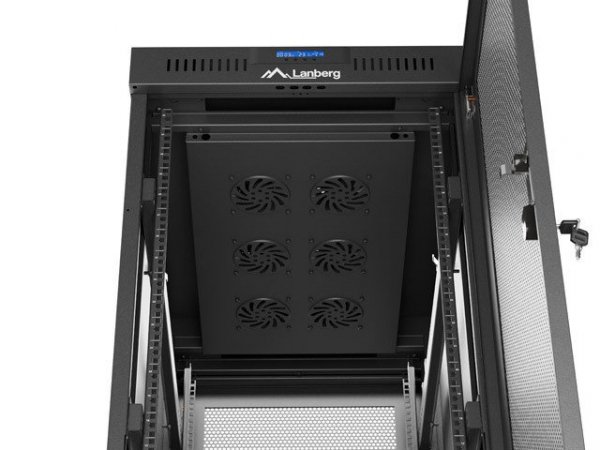 Lanberg Szafa instalacyjna rack stojąca 19 cali 32U 600x1000 drzwi perforowane LCD czarna (Flat pack)