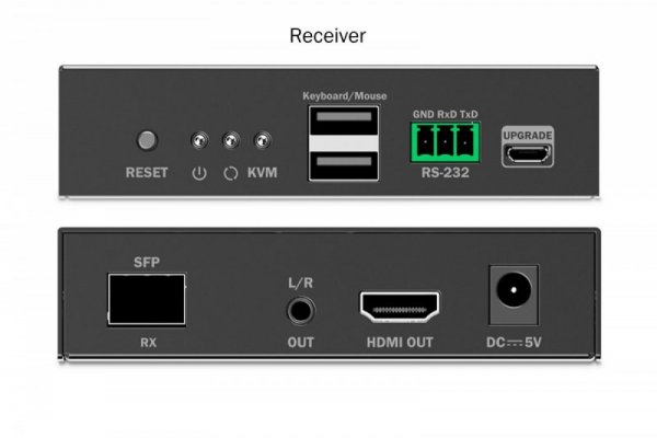 Digitus Przedłużacz (extender) światłowodowy HDMI 4K/60Hz z KVM USB 1.1 przez IP 1G lub do 40km/300m, max. 253 odbiorniki, HDMI 