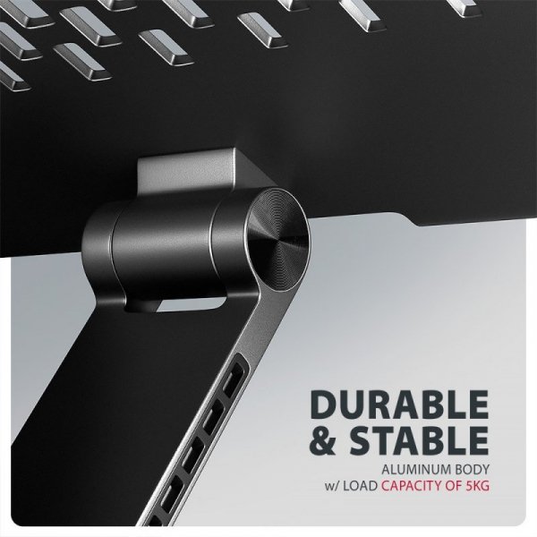 AXAGON STND-LRB Podstawa do laptopów aluminiowa 10-17,3 cala regulowana wysokość, obrotowa o 360 stopni, Czarna