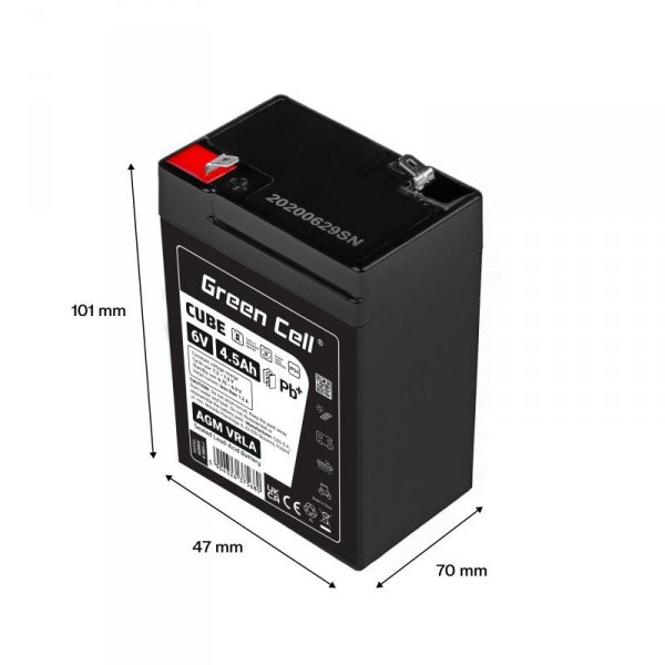Green Cell Akumulator AGM VRLA 6V 4,5Ah IP54