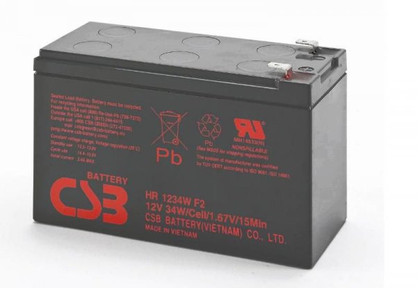 PowerWalker HR 1234W Battery 12V/9Ah 34W, 15 min-rate to 1.67V/cell Yuasa