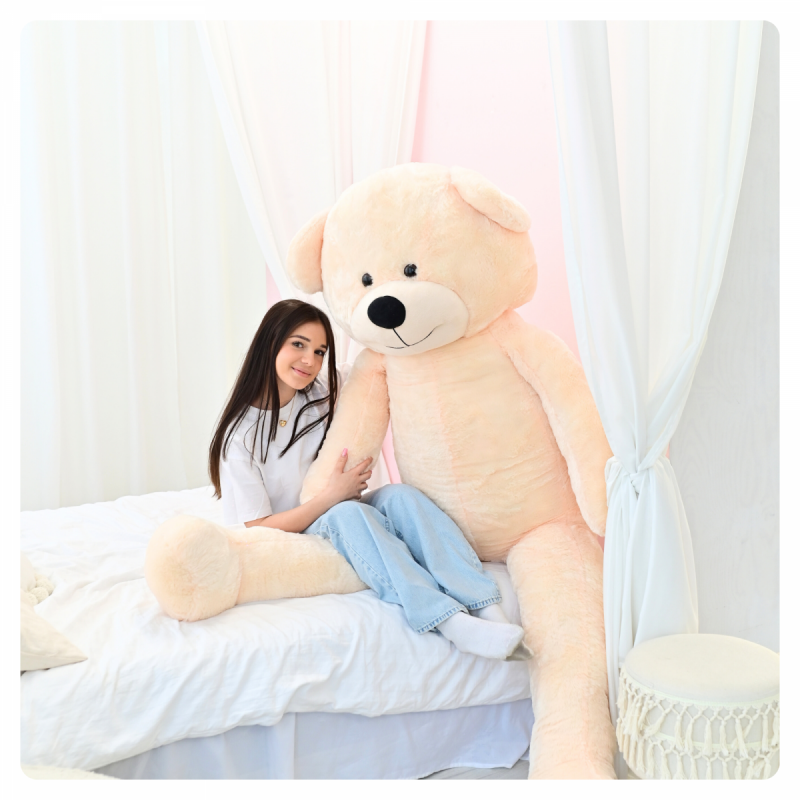 DUŻY MIŚ PLUSZOWY 220cm PLUSZAK MASKOTKA GIGANT - JASNY BEŻ