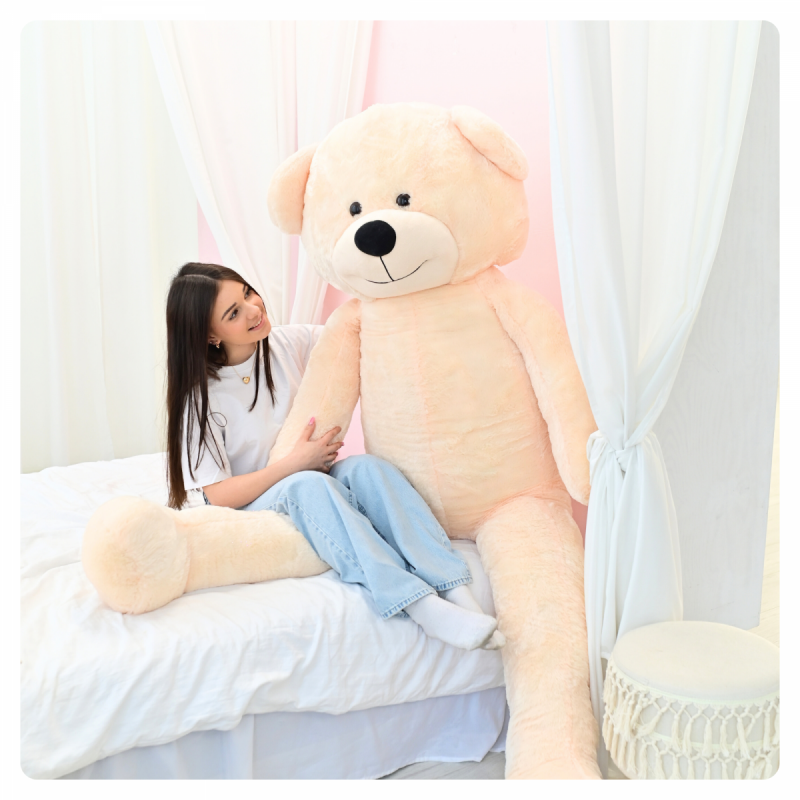 DUŻY MIŚ PLUSZOWY 220cm PLUSZAK MASKOTKA GIGANT - JASNY BEŻ