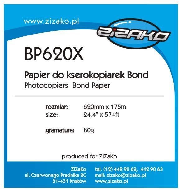 Papier w roli do ksero Yvesso Bond 620x175m 80g BP620X