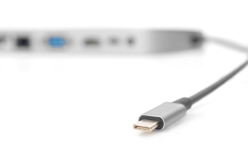 Digitus Stacja dokująca USB Typ C 12 portów Dual Monitor 4K 30Hz PD 3.0 RJ45 SD VGA HQ Aluminiowa