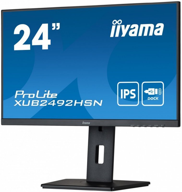 IIYAMA Monitor 24 cale XUB2492HSN-B5 IPS,USB-C Dock,HDMI,DP,DaisyChain,HAS
