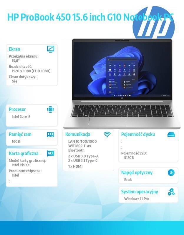 HP Inc. Notebook ProBook 450 G10 i7-1355U^512GB^16GB^W11P  3Y 85C54EA
