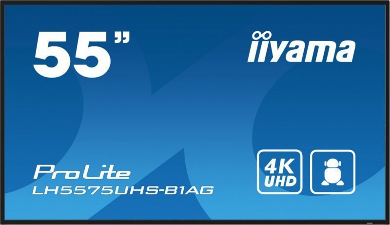 IIYAMA Monitor 54.6 cali ProLite LH5575UHS-B1AG 24^7,IPS,ANDROID.11,4K,500cd^m2,WiFi,3xHDMI,DP,Daisy^Chain,2xUSB,2x10W,RJ45,iiSi
