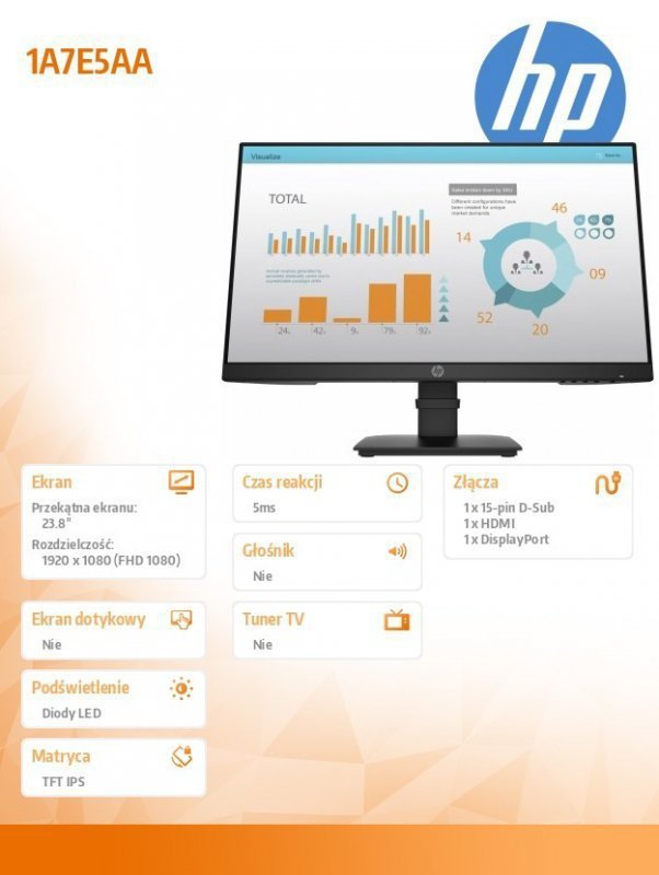 HP Inc. Monitor P24 G4 23.8 cala 1A7E5AA