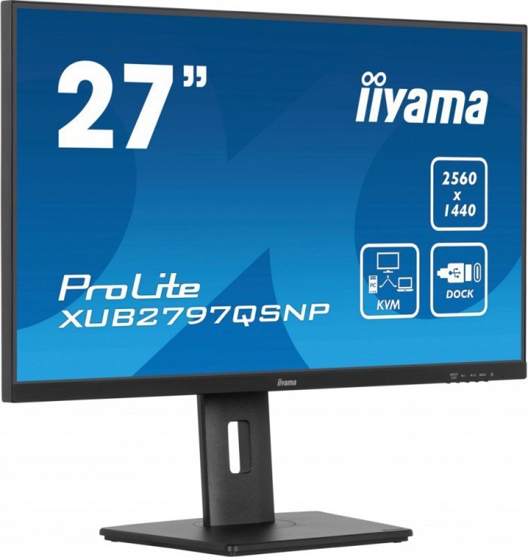 IIYAMA Monitor 27 cali XUB2797QSNP-B1,IPS,QHD,USB-c Dock,KVM,HDMI ^5y^
