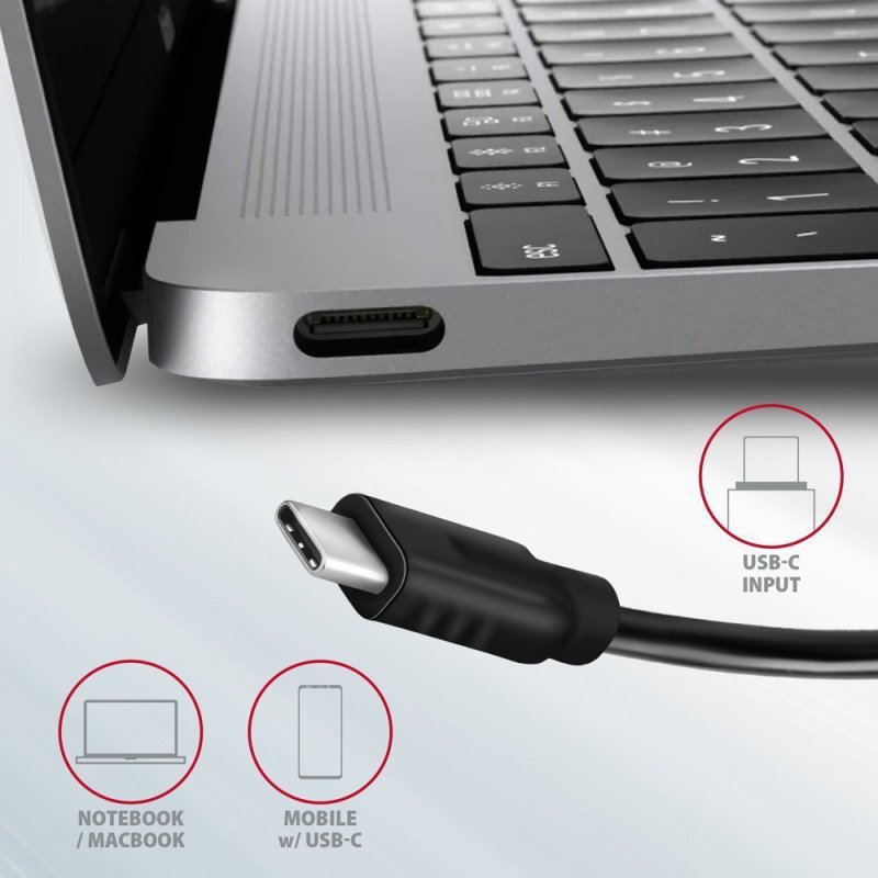 AXAGON HMC-5G21 Wieloportowy hub USB 5in1, 10Gbps, 2x USB-A + 2x USB-C + HDMI 4K^30Hz, PD 60W, 13cm USB-C kabel