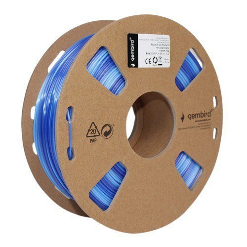 Gembird Filament PLA Silk efekt lodowy, 1,75 mm, 1 kg, lodowy błękit do ciemnoniebieskiego