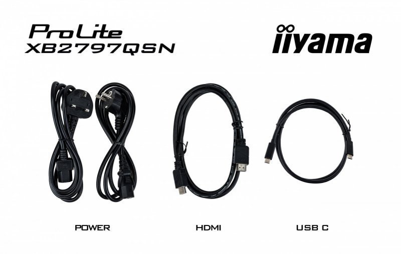 IIYAMA Monitor 27 cali XB2797QSN-B1 IPS^3.7 megapixel QHD, HAS150^ 350cd^1ms^HDMI^Displayport, USBC DOCK 65W, 4USB HUB, RJ45