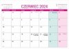 Kalendarz biurkowy PLANO dla uczniów i nauczycieli kartka z kalendarium - czerwiec 2024