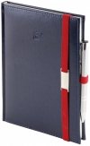 Notes A4 z długopisem zamykany na gumkę z blaszką  oprawa Nebraska granatowa - okładka