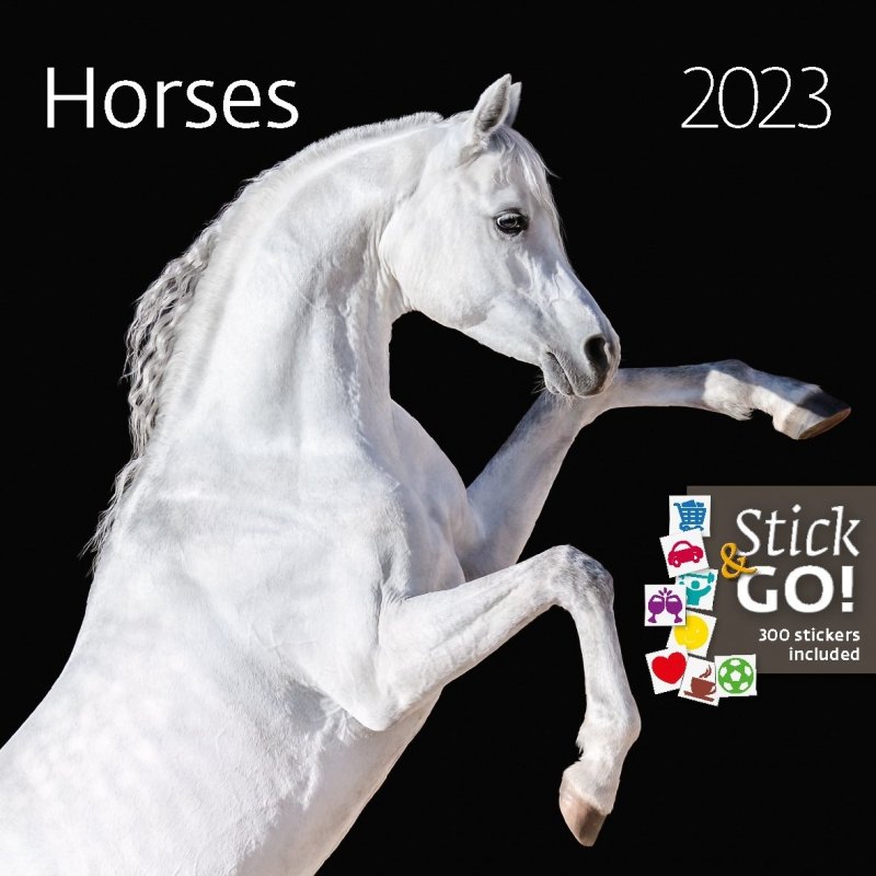Kalendarz ścienny wieloplanszowy Horses 2023 z naklejkami - okładka 