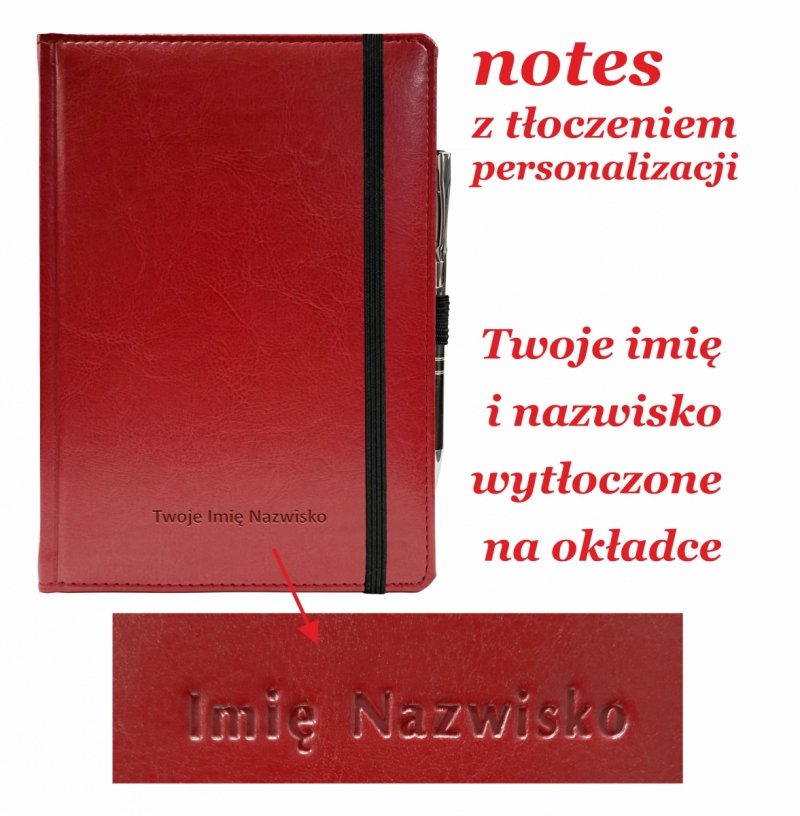 Tłoczenie personalizacji na okładce notesu
