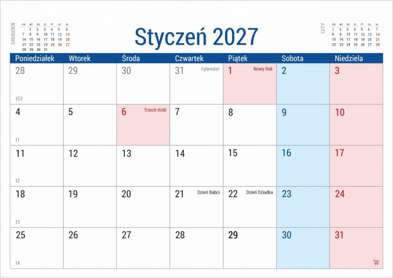 kalendarz na sztywnej podstawce na rok szkolny 2026/27 