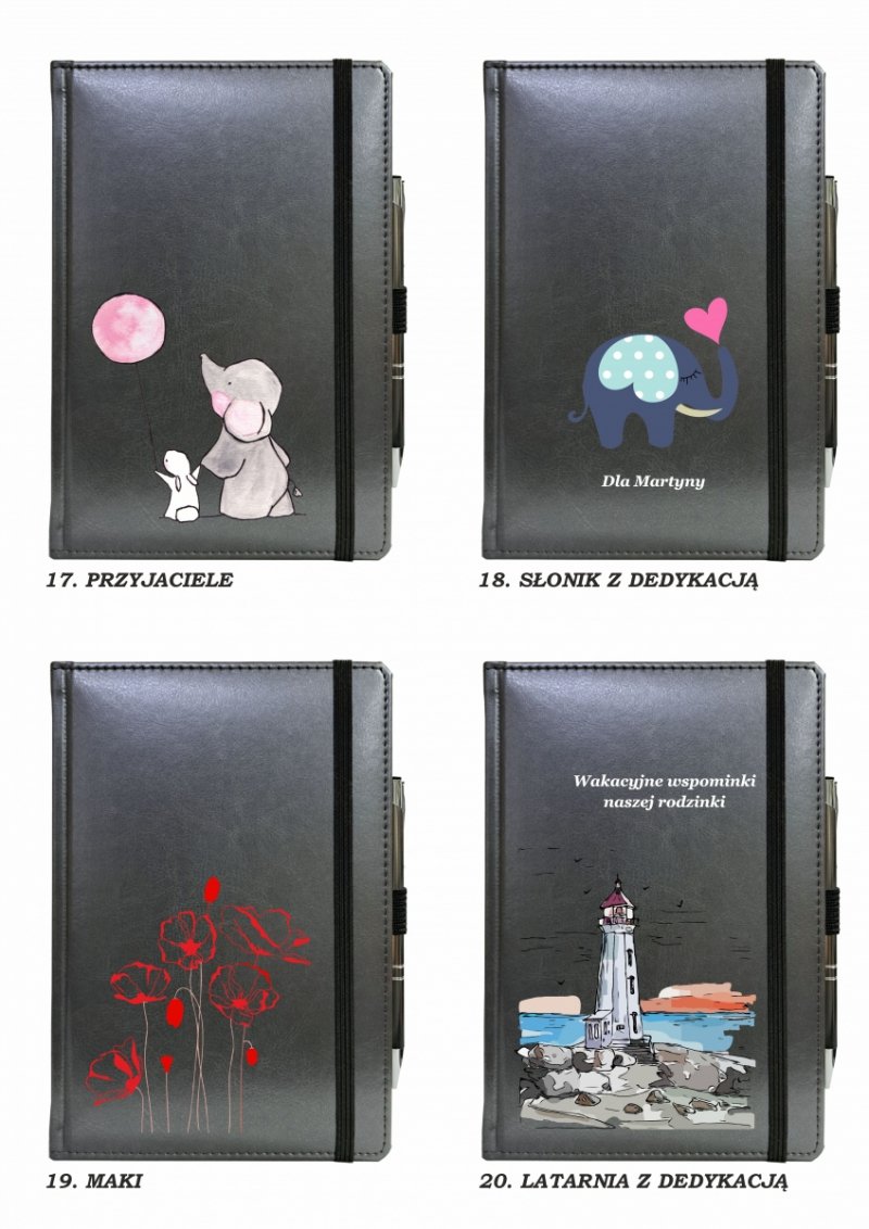 wzory notesu do wyboru z grafiką na okładce