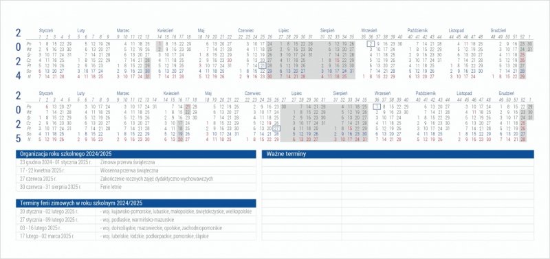 Plan roku szkolnego 2024/25 w kalendarzu biurkowym dla nauczycieli i wychowawców