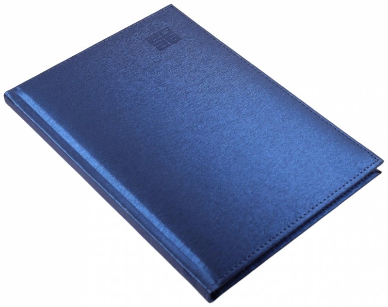 Kalendarz książkowy 2026 B5 TYGODNIOWY Z NOTESEM papier biały drukowane registry oprawa ALUMINIUM granatowa