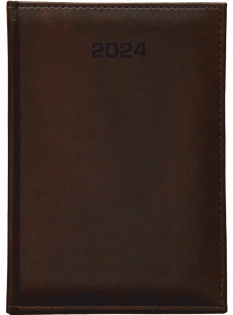 Kalendarz książkowy 2024 A4 dzienny papier chamois drukowane registry oprawa NEBRASKA LUX  ciemnobrązowa