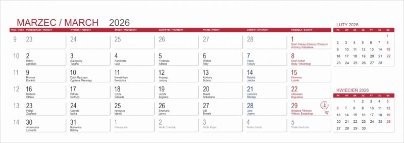 Kalendarz biurkowy z notesami i znacznikami samoprzylepnymi MAXI 2026 szary