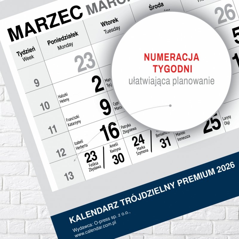 Kalendarz TRÓJDZIELNY PREMIUM 2026 DROGA