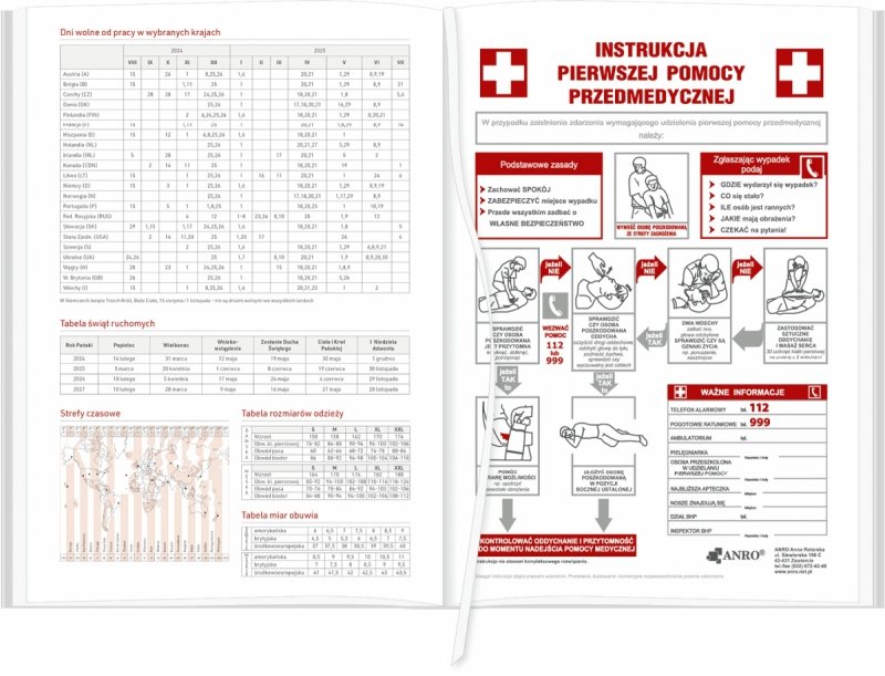 instrukcja pierwszej pomocy przedmedycznej w kalendarzu dla pedagoga 