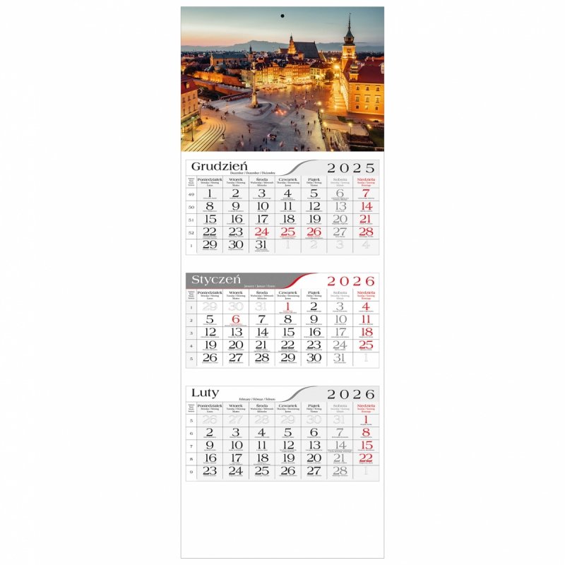 główka do kalendarza 3-dzielnego na ścianę