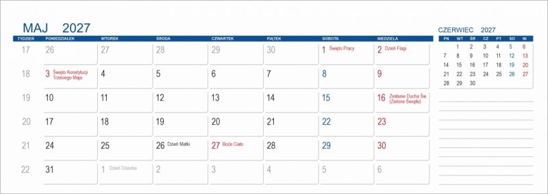 kalendarz stojący na biurko na rok szkolny i akademicki 2026/2027