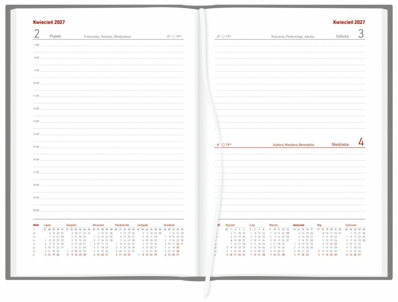 kalendarz książkowy dzienny, dla dyrektora na rok szkolny 2026/27, dużo miejsca na notatki