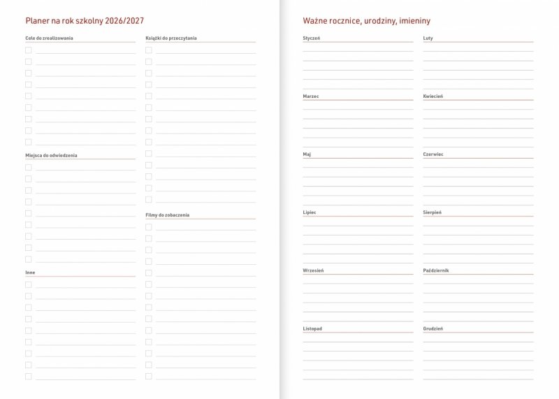 planer na rok szkolny 26/27, ważne rocznice, urodziny i imieniny