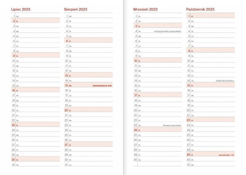 Kalendarz nauczyciela 2023/2024 A5 tygodniowy oprawa VIVELLA seledynowa - MAGNOLIA