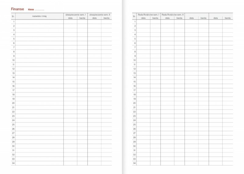 kalendarz dla wychowawców - finanse klasowe