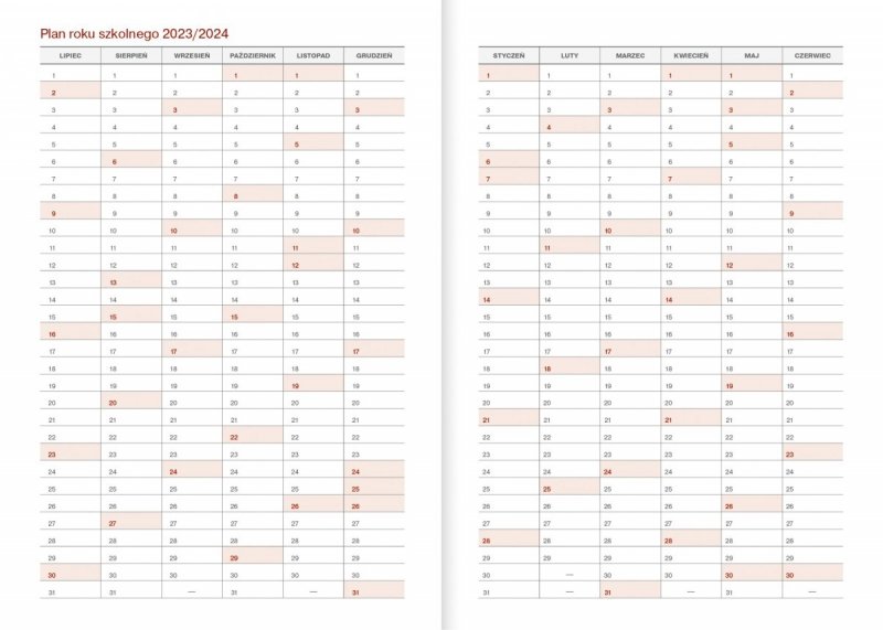 Kalendarz nauczyciela 2023/2024 A5 tygodniowy oprawa VIVELLA różowa - ŻYRAFA