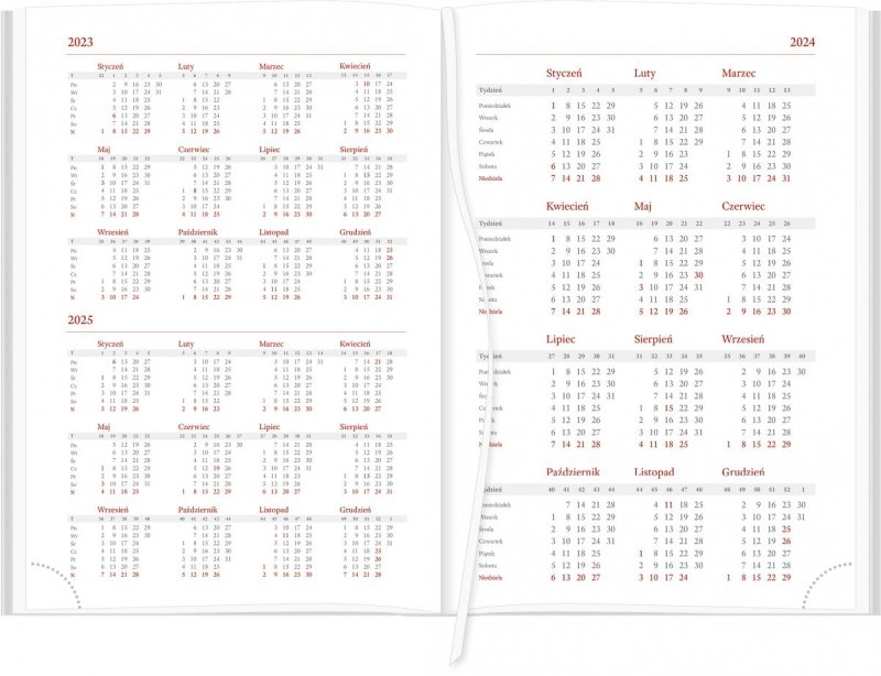 kalendarz książkowy na rok 2024 - planer roku 2023 i 2024