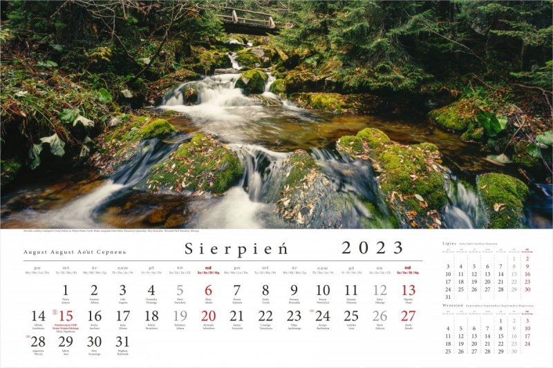 Kalendarz ścienny wieloplanszowy Tatry w panoramie 2023 - sierpień 2023