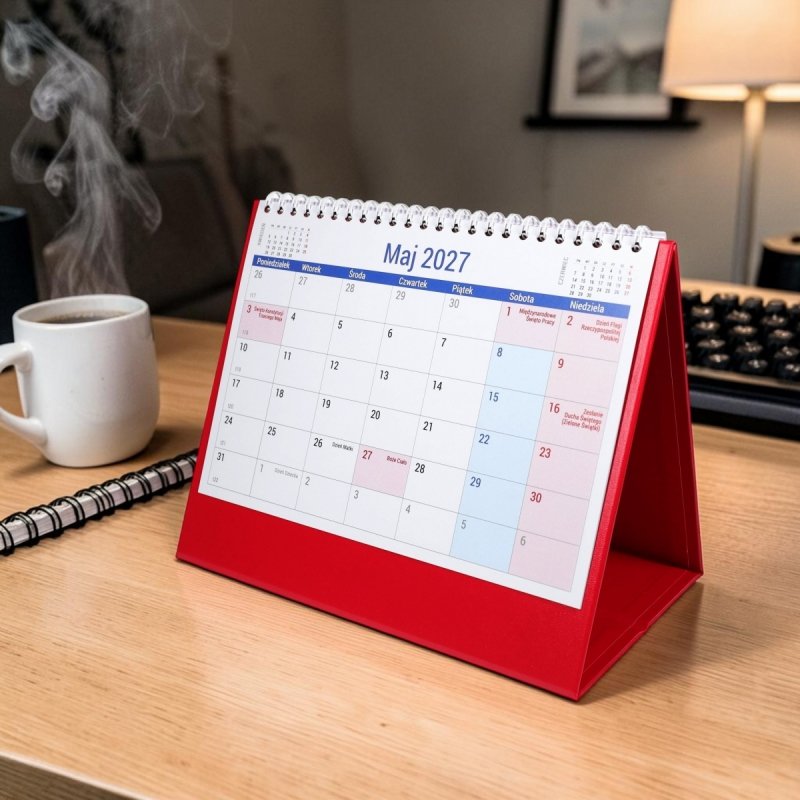 kalendarz biurkowy na rok 2027 z miejscem na notatki